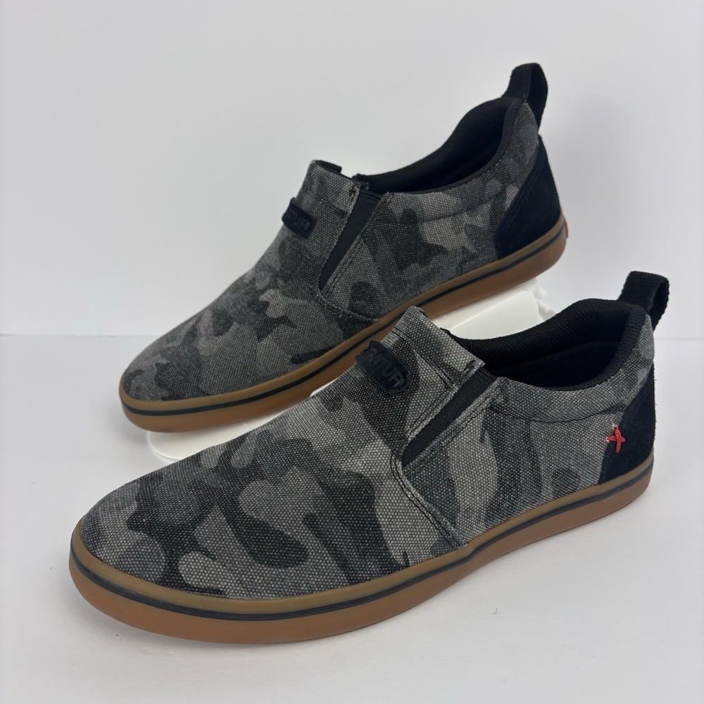 Men's XTRATUF Sharkbyte Slide On Deck Shoes Black Gray Camo Canvas US 8M UK 7.5